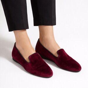 Thierry Rabotin Burgundy Velvet Smoking Flats – Size 40 (US 10)